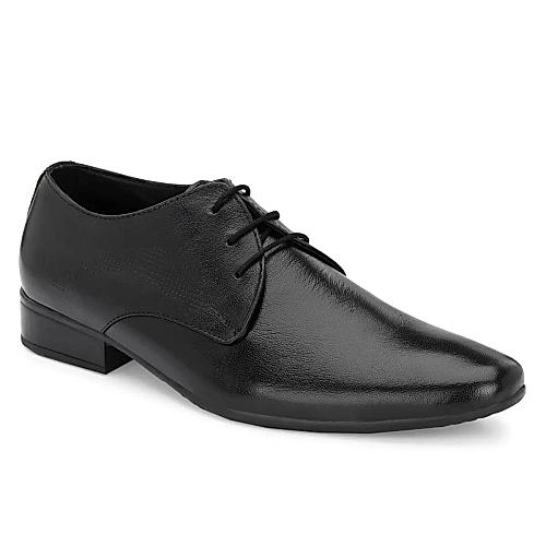 Egoss Black Men Formal Leather Lace-Up Shoes