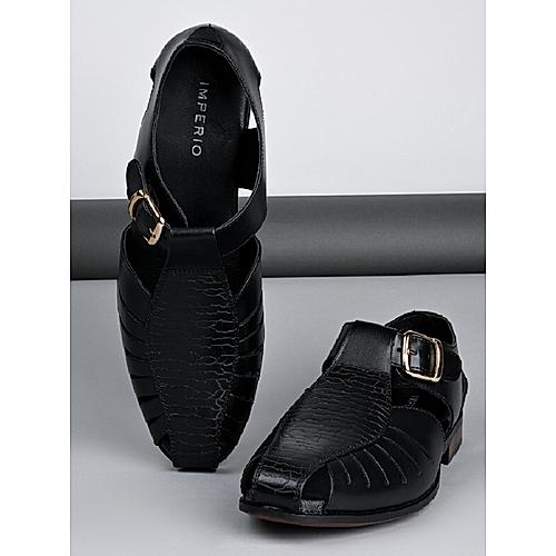 Imperio Black Men Ethnic Pathani Sandals