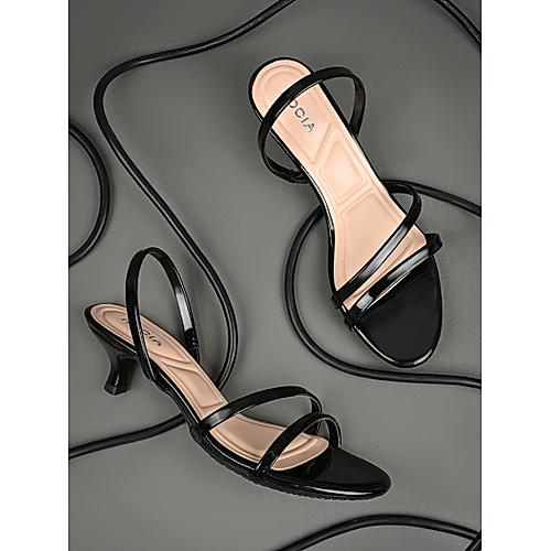 Rocia Black Women Patent Strappy Kitten Heels