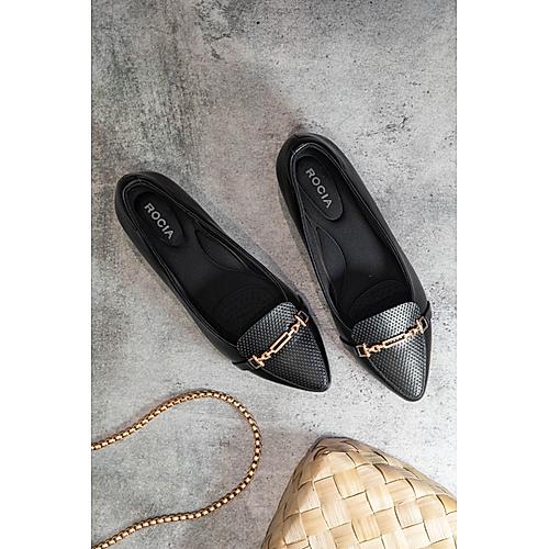 ROCIA BLACK WOMEN BLACK TEXTURED SMALL HEEL PUMPS