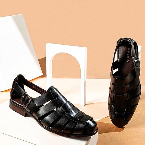 IMPERIO BY REGAL BLACK MEN ETHNIC LEATHER SANDALS