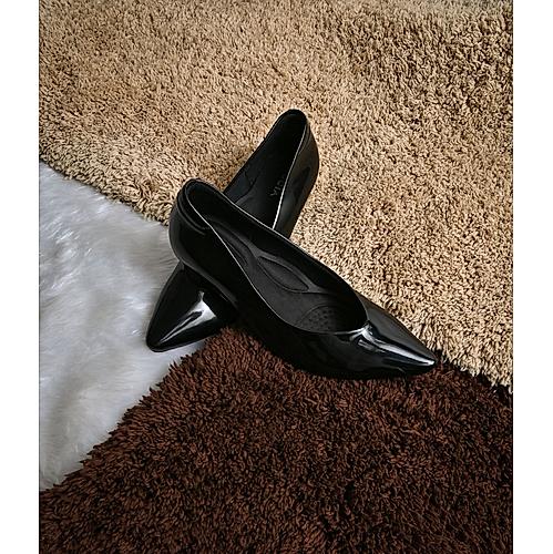 ROCIA BLACK WOMEN PATENT KITTEN HEEL PUMPS