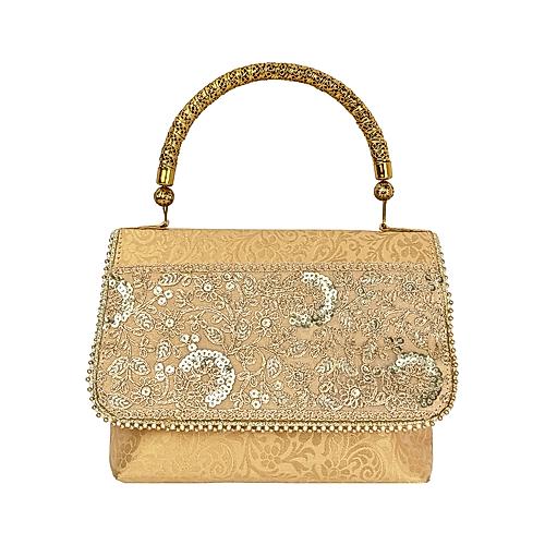 ROCIA Gold Women Lace Applique Handheld Bag