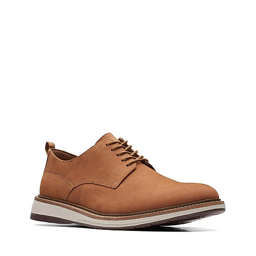 Clarks Mens Chantry Lace Tan Nubuck Formal Lace Up Shoes