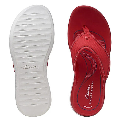 Clarks red 2025 flip flops