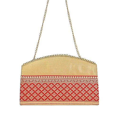 ROCIA Red Women Brocade Clutch