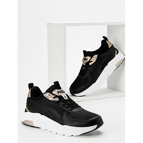 PUMA WOMEN BLACK TRINITY LITE SPACE METALLICS WNS LACE-UP SNEAKERS