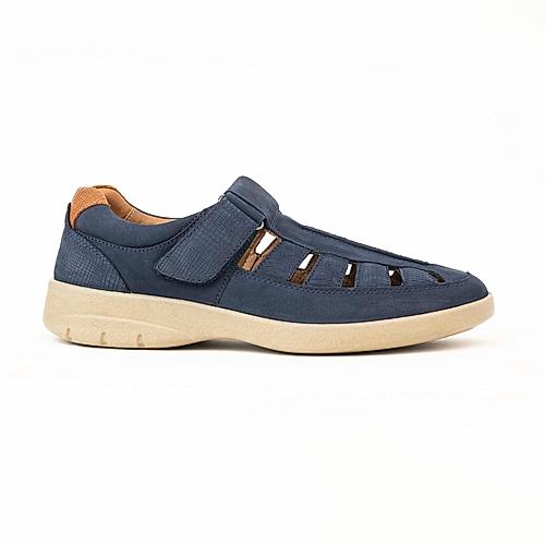 KETHINI NAVY MEN LEATHER CASUAL SANDALS
