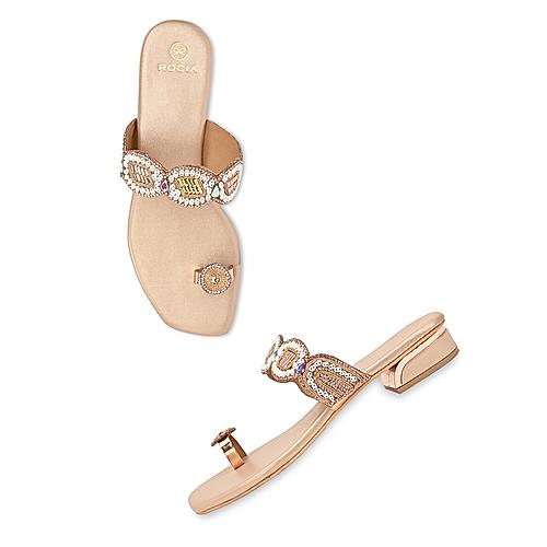 Rocia By Regal Rose Gold Women Embroidered Ethnic Flats