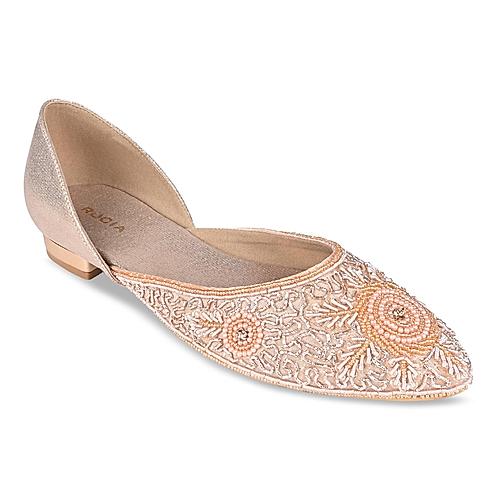 Rocia Rose Gold Women Hand Embroidered Mojris