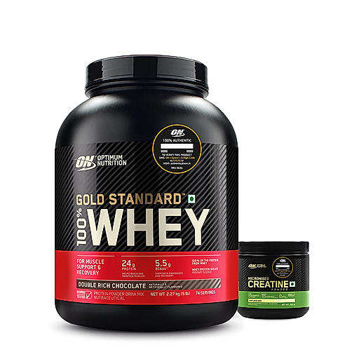 Gold Standard 100% Whey Protein Powder | Double Rich Chocolate | 5 lbs and Micronised Creatine Powder | Unflavoured | 250 g