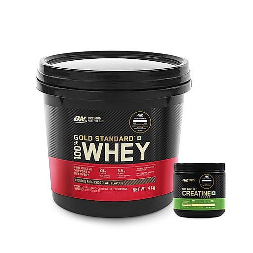 Gold Standard 100% Whey Protein Powder | Double Rich Chocolate | 4 kg and Micronised Creatine Powder | Unflavoured | 250 g