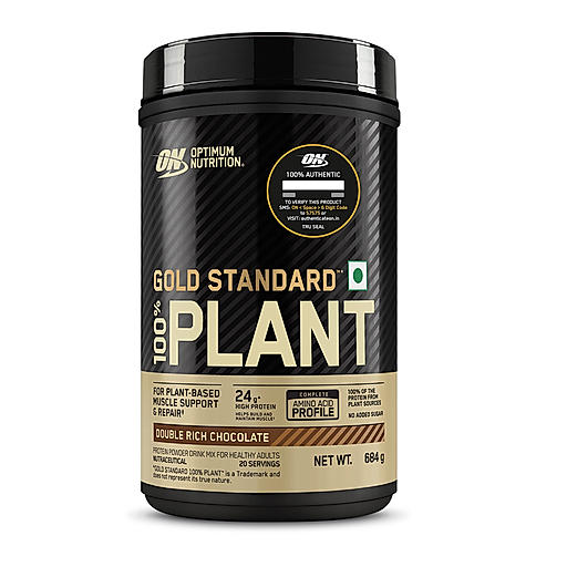 Optimum Nutrition (ON) Gold Standard 100% Plant Protein - 20 Serve, 684 g (Double Rich Chocolate), Vegan, Complete Amino Acid Profile,  Zero Added Sugars, Gluten-Free. 