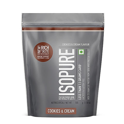 Isopure Whey Protein Isolate Powder with Vitamins for Immune Support |Cookies & Cream | 0.5 Kg