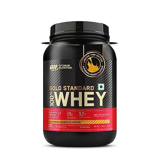 Limited Edition Optimum Nutrition (ON) Gold Standard 100% Whey Protein Powder 2 lb, 907g (Alphonso Mango)
