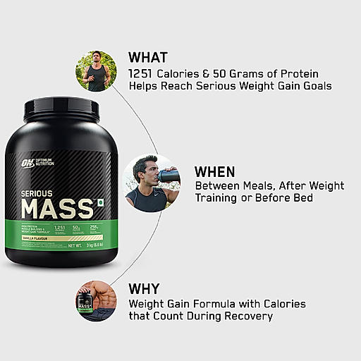 Buy Serious Mass Weight Gainer (Vanilla flavour) 5kg | Optimum ...