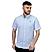 Men's Oxford Full Opening Short Sleeve Slim Fit Classic Embroidery Garment Wash Shirt