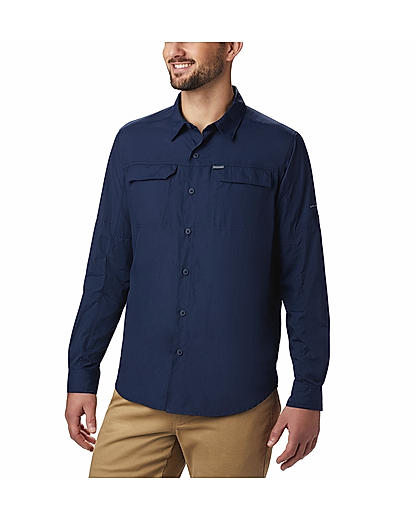 Columbia Mens Navy Omni-Wick Silver Ridge2.0  Long Sleeve Shirt