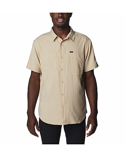 Columbia Men Beige Silver Ridge Utility Lite Short Sleeve Shirt 