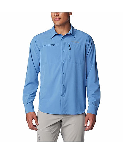 Columbia Mens Navy Omni-Shade Summit Valley  Long Sleeve Shirt