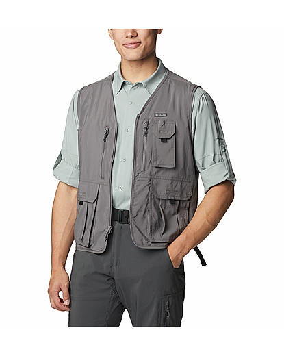 Columbia Men Grey Silver Ridge Utility Vest (Sun Protection)