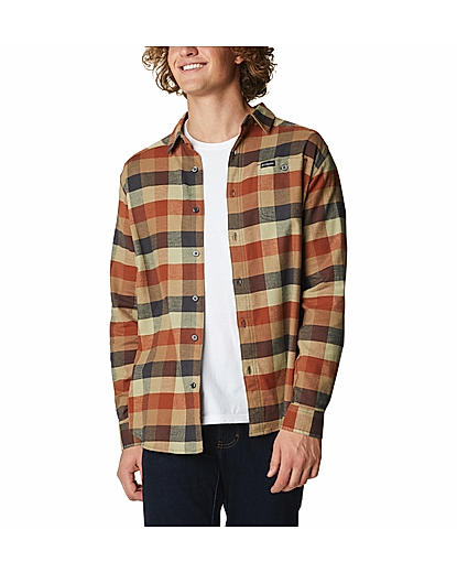 Columbia Men Brown Cornell Woods Flannel Long Sleeve Shirt 