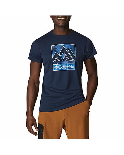 Columbia Mens Navy Omni-Freeze Zero Rules Short Sleeve Graphic Tshirt