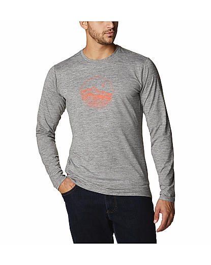 Columbia Mens Grey Omni-Wick Tech Trail Graphic Long Sleeve Tshirt