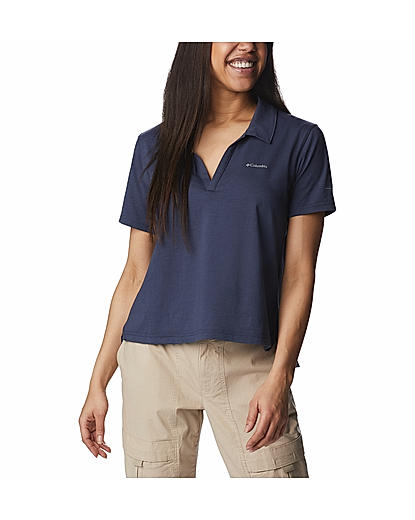 Columbia Womens Navy Omni-Wick W Sun Trek Polo Tshirt