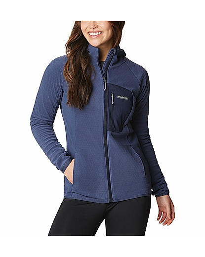 Columbia Women Blue W Outdoor Tracks Hooded FZ Fleece 