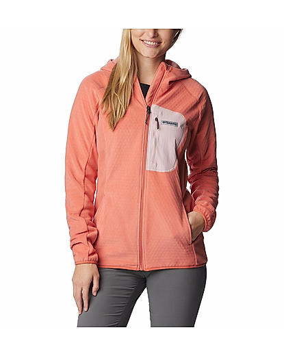 Columbia Women Orange W Outdoor Tracks Hooded FZ Fleece 