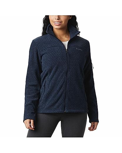 Columbia Women Navy Blue Fast Trek Printed Jacket 