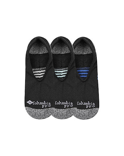 Columbia Men Black PFG Accent Stripe Eclipse Liner Socks (Pack of 3) (Not Returnable)
