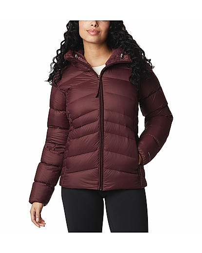 Columbia Women Maroon Autumn Park Down Hooded Jacket