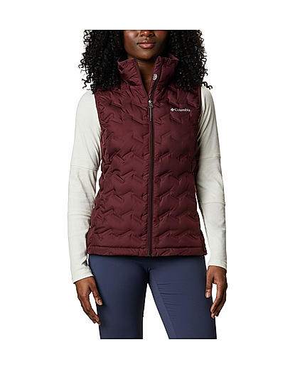 Columbia Women Maroon Delta Ridge Down Vest Jacket 