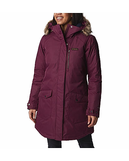 Columbia Women Maroon Suttle Mountain Long Insulated Jacket 