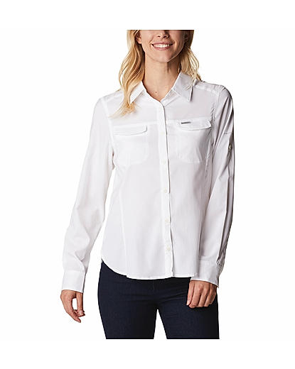 Columbia Womens White Omni-Wick Silver Ridge Lite  Long Sleeve Shirt