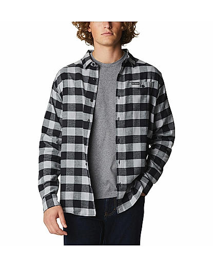 Columbia Men Grey Cornell Woods Flannel Long Sleeve Shirt 