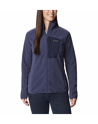 Columbia Women Navy Blue W Outdoor Tracks Full Zip Fleece 