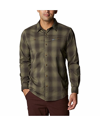 Columbia Men Green Newton Ridge II Plaid Long Sleeve