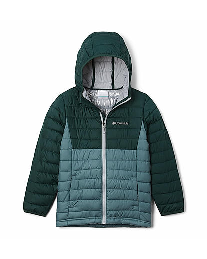 Columbia Youth Boys Green Powder Lite Boys Hooded Jacket For Kids