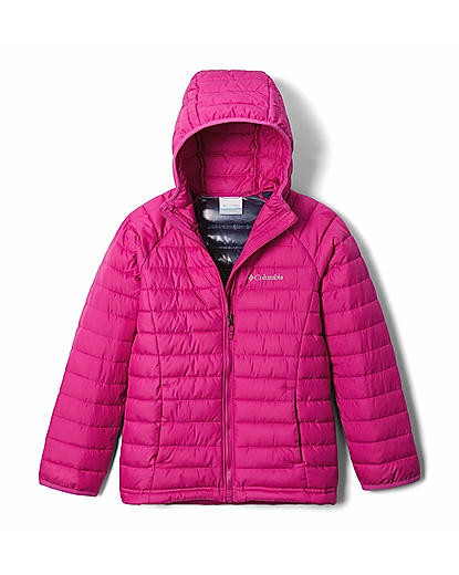 Columbia Youth Girls Red Powder Lite Girls Hooded Jacket For Kids