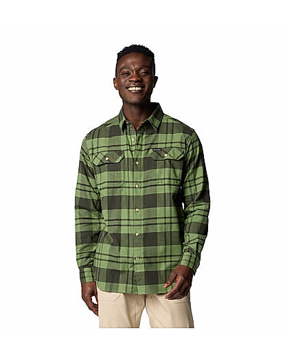 Columbia Mens Green Omni-Wick Flare Gun Stretch Flannel Long Sleeve Shirt