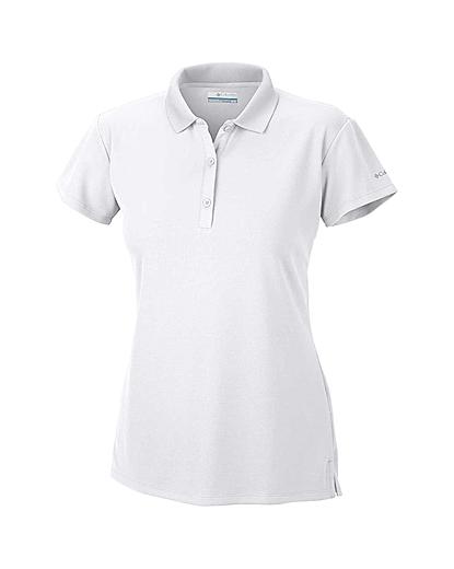 Columbia Women White Innisfree Short Sleeve Polo T-Shirt (Sun Protection)