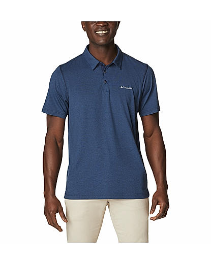 Columbia Men Blue Tech Trail Polo T-Shirt (Sun Protection)