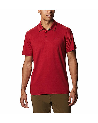 Columbia Men Red Tech Trail Polo T-Shirt (Sun Protection)