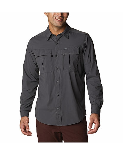 Columbia Men Grey Newton Ridge II Long Sleeve Shirt 
