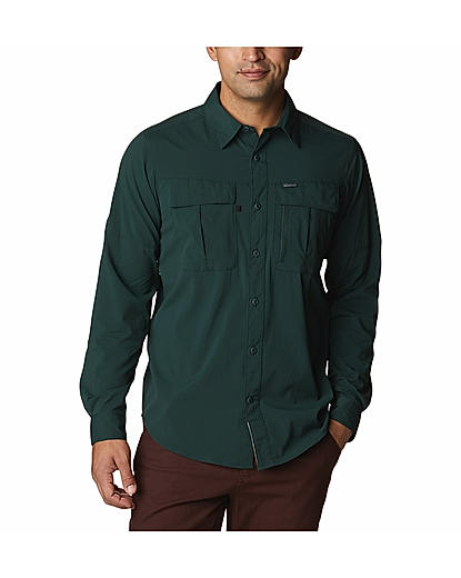 Columbia Men Green Newton Ridge II Long Sleeve Shirt 