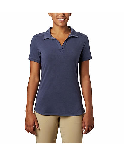 Columbia Women Blue Essential Elements Polo T-Shirt (Sun Protection)