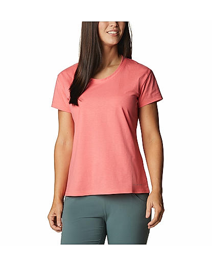 Columbia Women Pink Sun Trek Short Sleeve T-Shirt 
